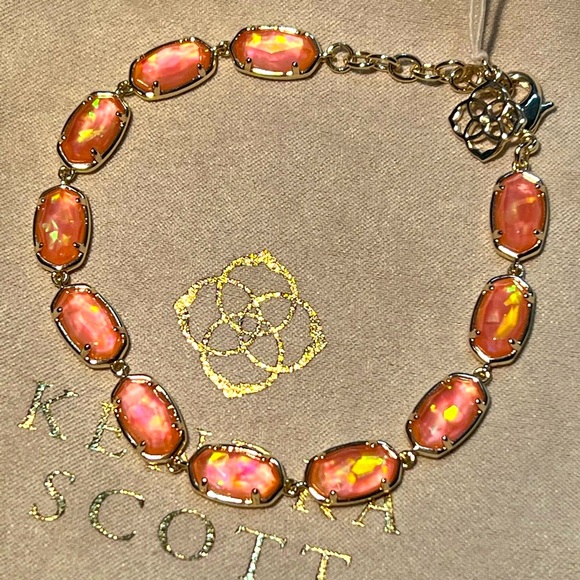 NWT Kendra Scott RARE & Retired Grayson Bracelet Iridescent Coral Illusion Gold! - Picture 14 of 16